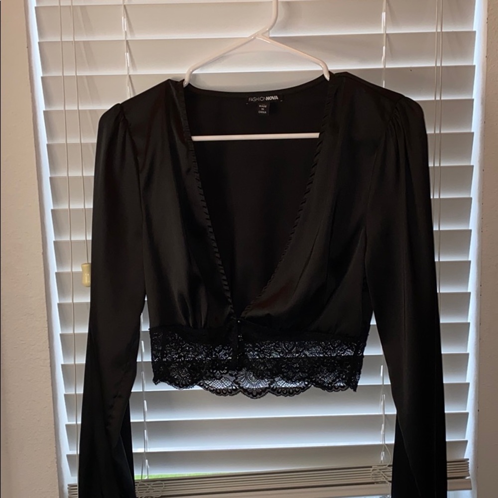 Fashion black lace top